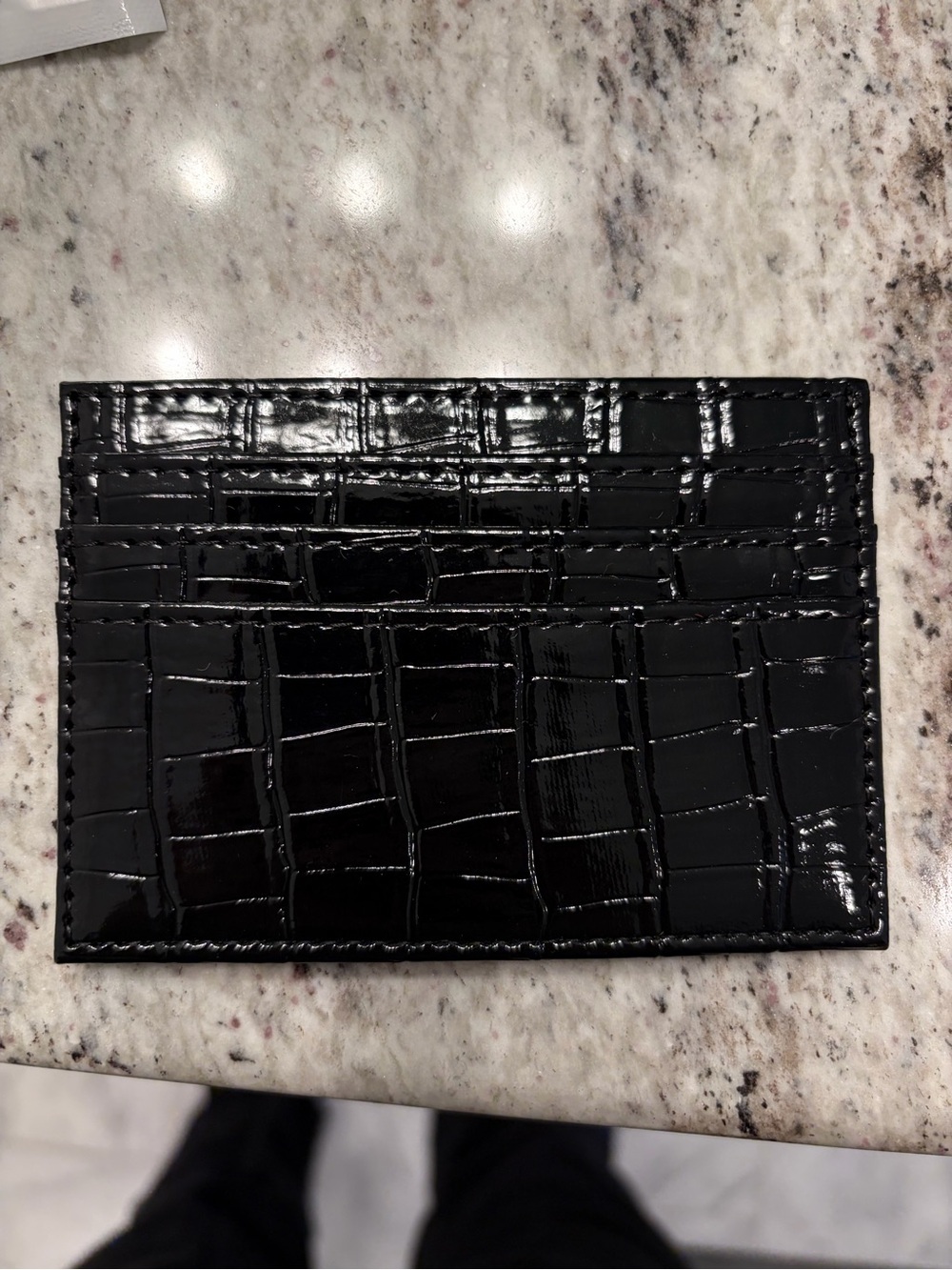 Chrome Hearts Black Croc Embossed Card Case with Silver Fleur Cross - Picture 2 of 3
